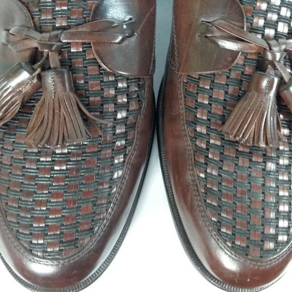 Johston & Murphy Cellini Brown Tassel Slip-on Waffle Leather Loafer Size 12M GUC